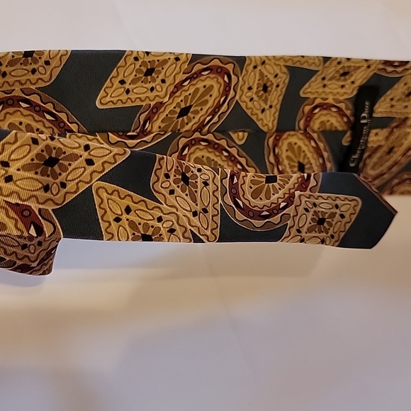 Designer Christian Dior Monsieur Blue Patterned Tie 100% Silk Made in Italy - Picture 7 of 16